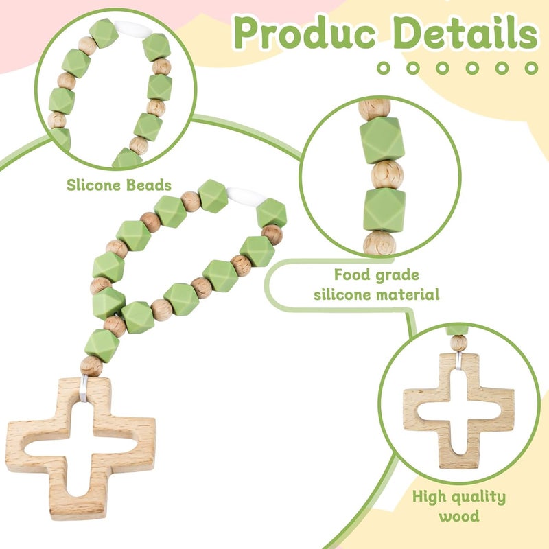 Sumalon Cross Baptism Silicone Rosary, First Communion Rosary Collection Shower Christian Communion Gifts - Image 3